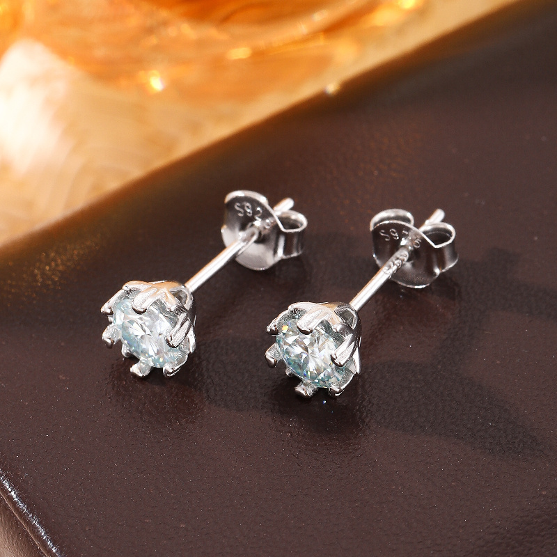 Women's Stylish Snowflake Moissanite Stud Earrings, Holiday Gift